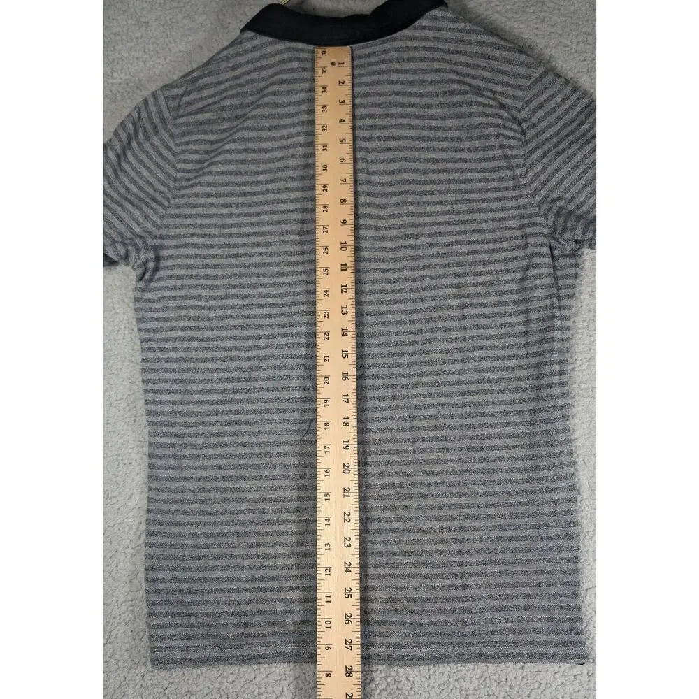 Banana Republic Polo Mens Size Large Grey Striped Polo Performance Pique
